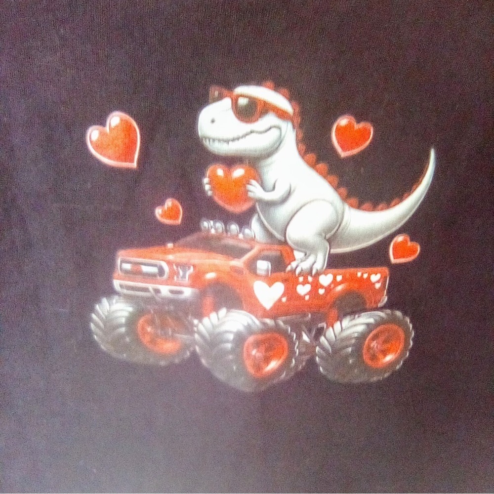 Gildan Valentine's Day T-Shirt Dinosaur‎ Monster Truck Graphic Tee - Picture 4 of 4